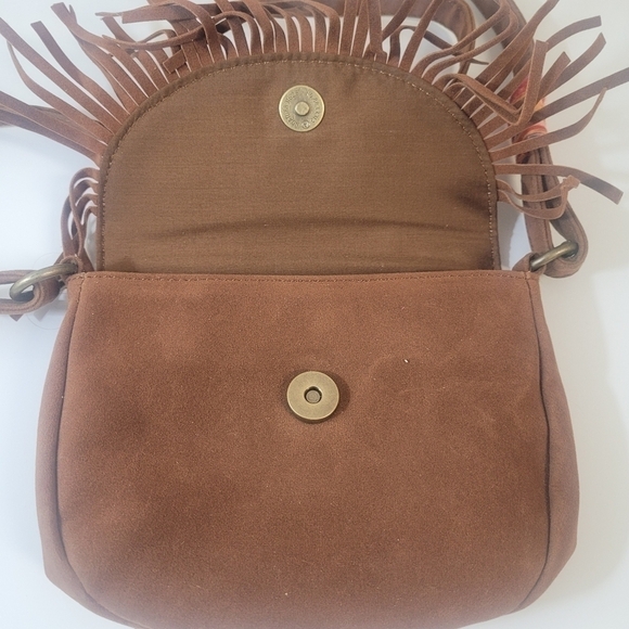 O'NEILL brown Sling Bag/purse with native designs and fringe - Picture 11 of 15